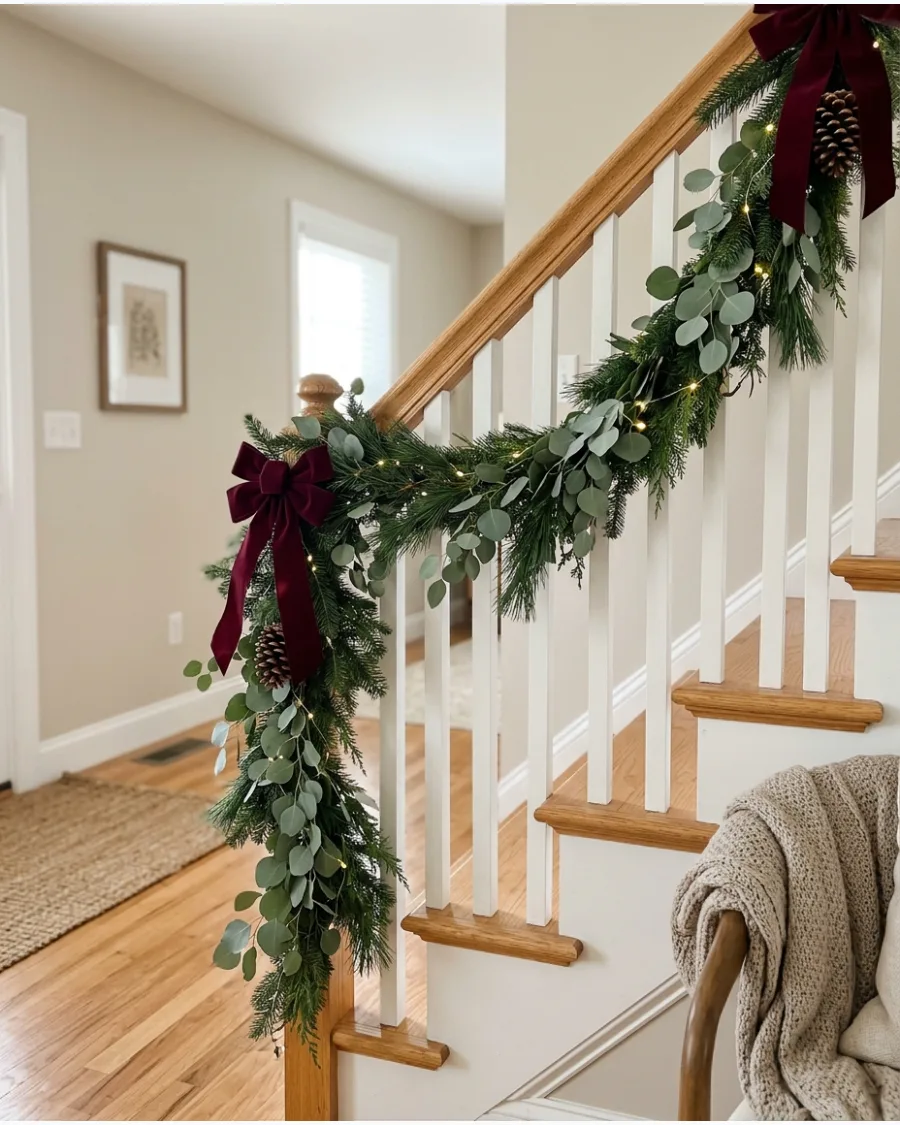 32. Pine and Eucalyptus Staircase Garland