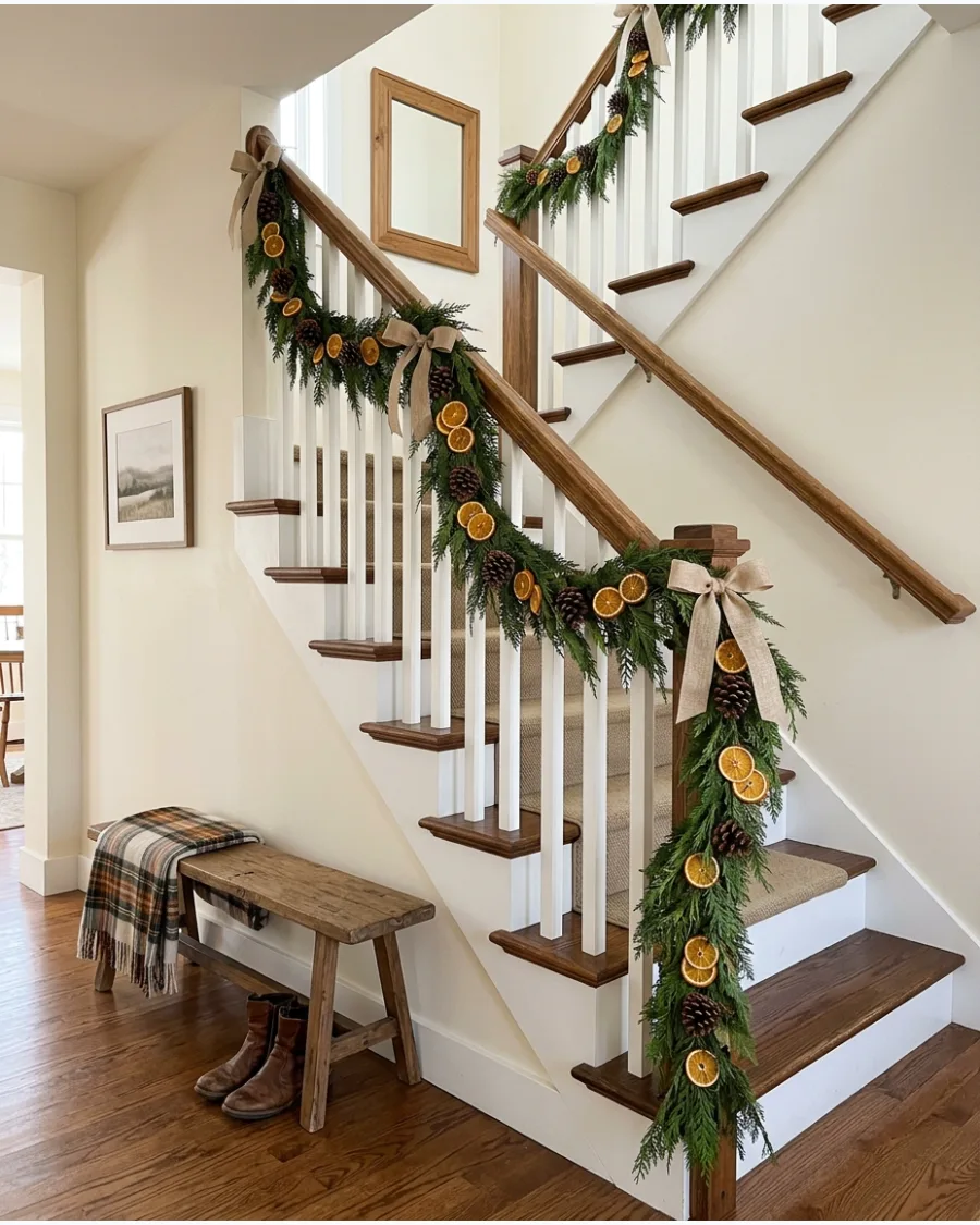 33. Dried Orange Christmas Stair Railing