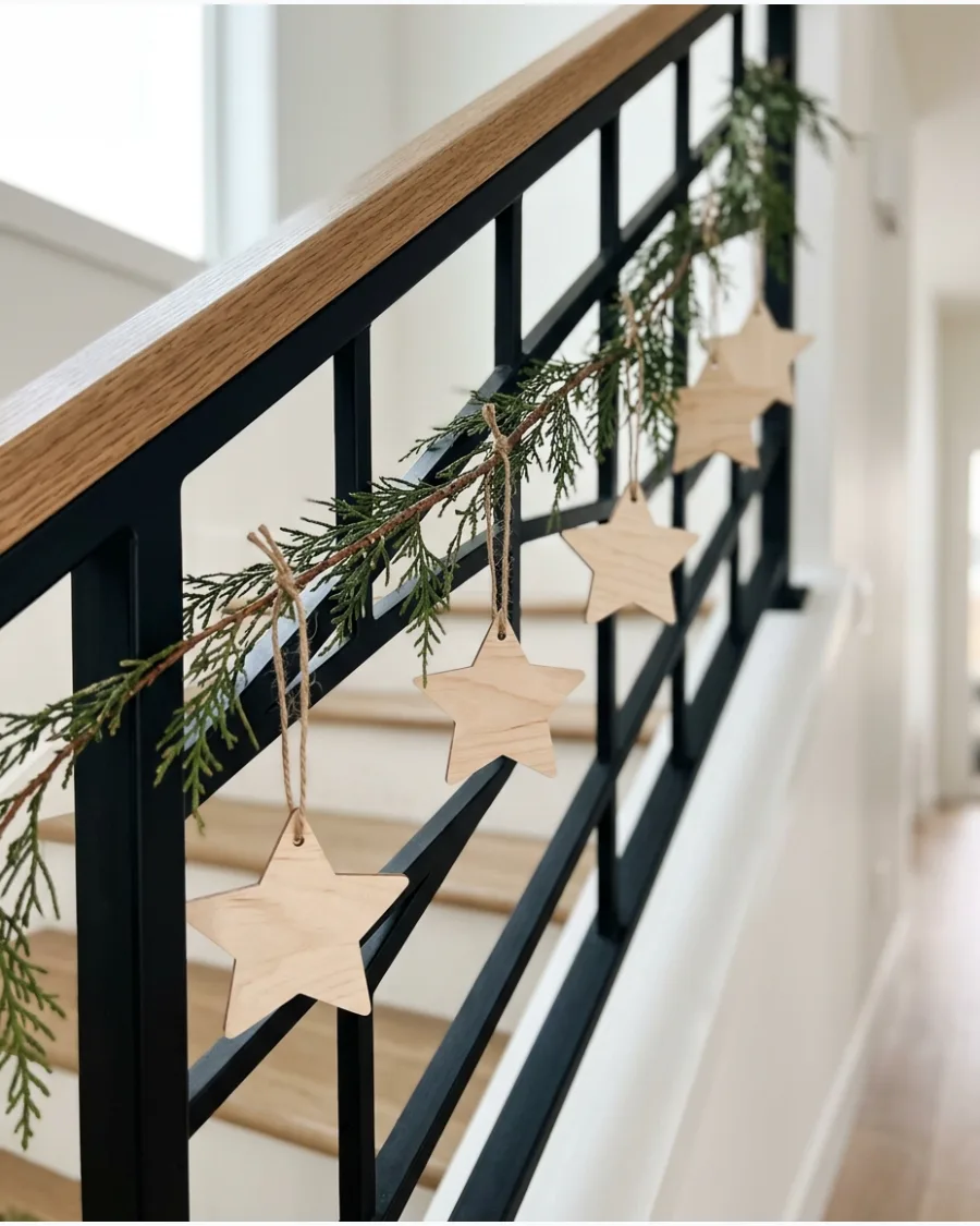 37. Natural Wood Ornament Stair Railing