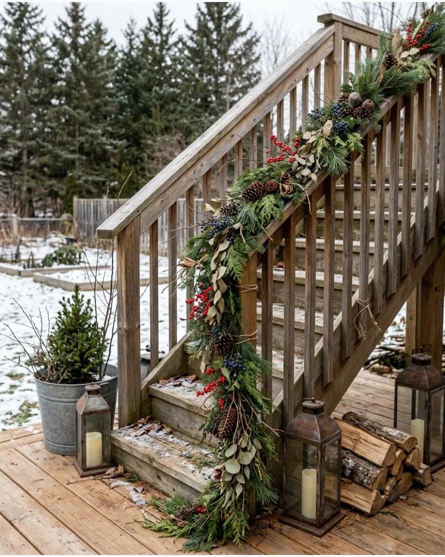 40. Foraged Greenery Staircase Garland