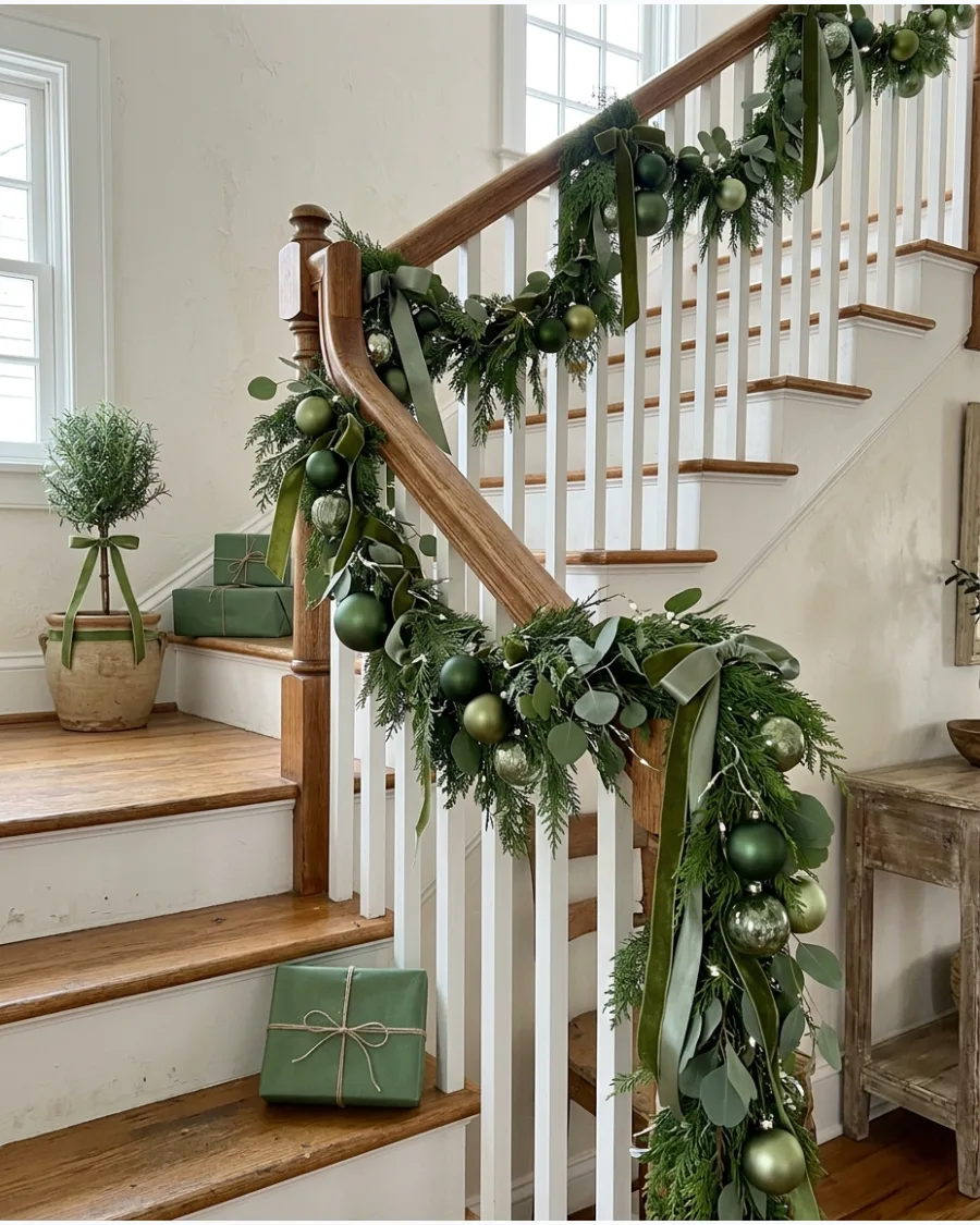 42. Green-on-Green Christmas Staircase