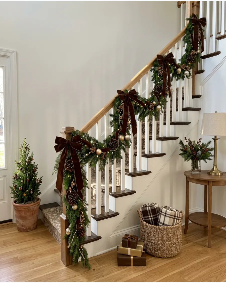 45. Chocolate Brown Christmas Staircase