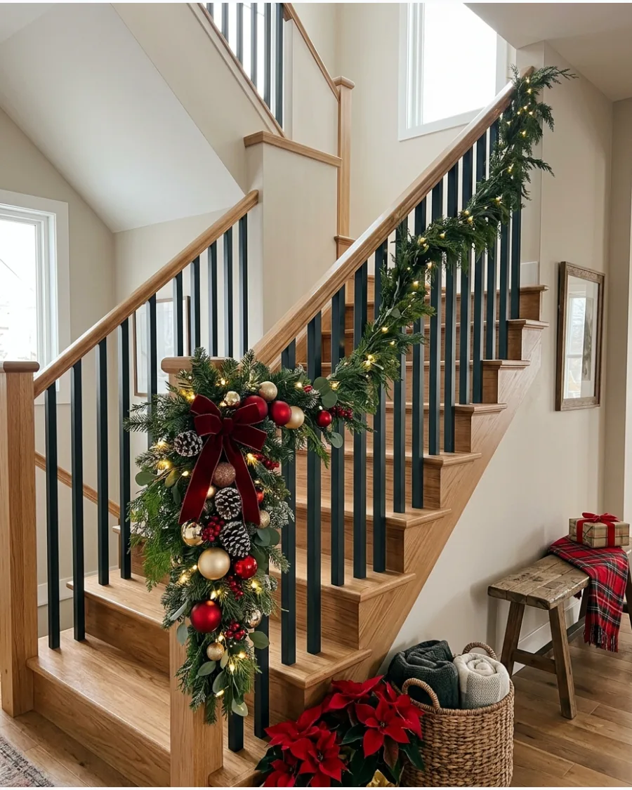 49. Asymmetrical Stair Railing Garland