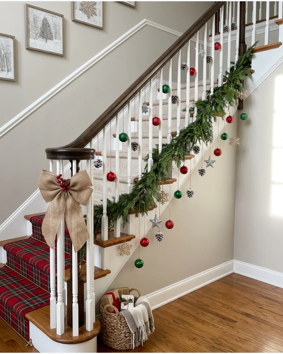 51. Hanging Ornament Christmas Stair Railing
