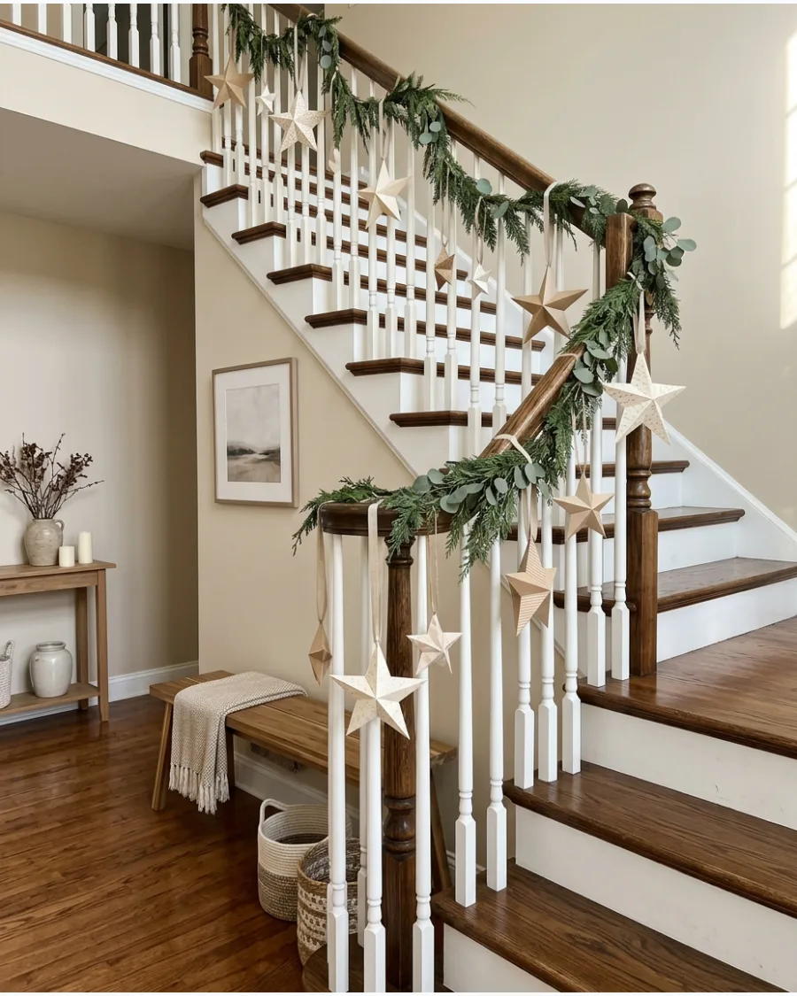 53. Paper Star Christmas Staircase