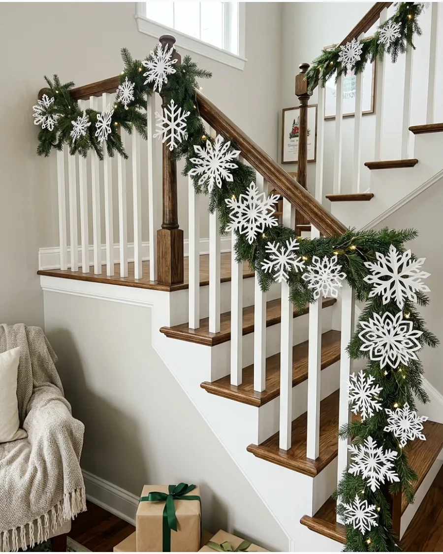 54. Paper Snowflake Stair Railing