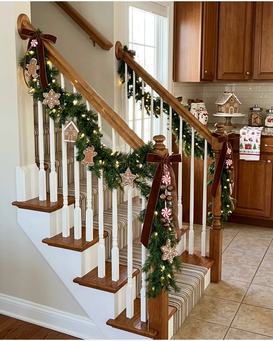 56. Gingerbread Christmas Stair Railing