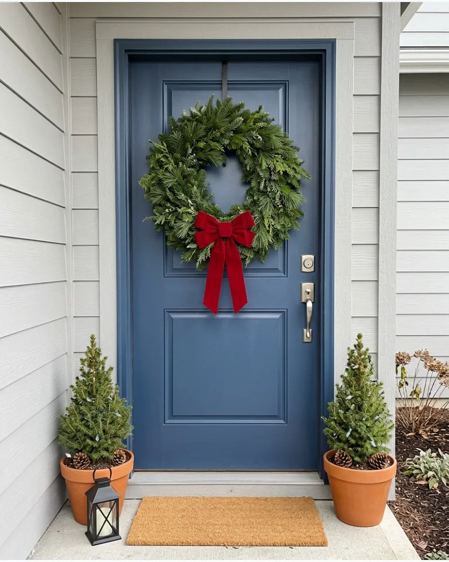 1. Classic Evergreen Wreath With Red Bow