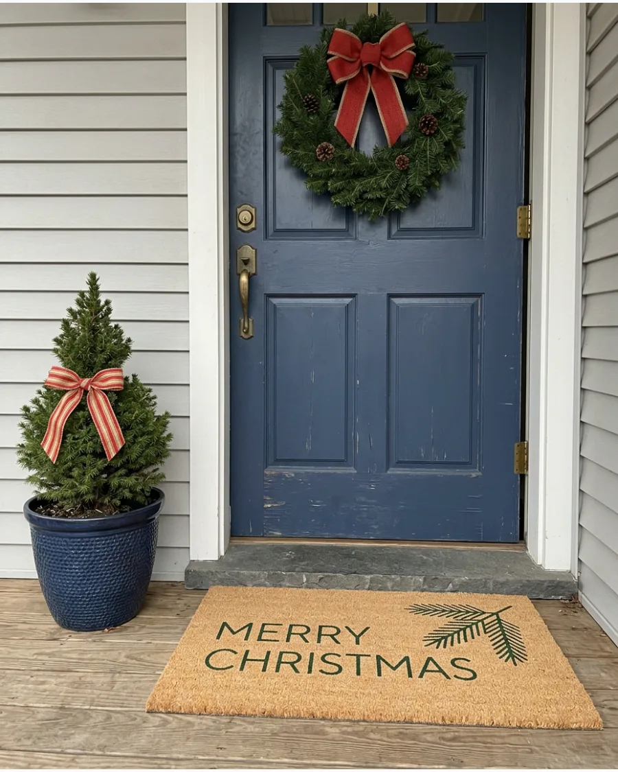 15. Simple Christmas Welcome Mat