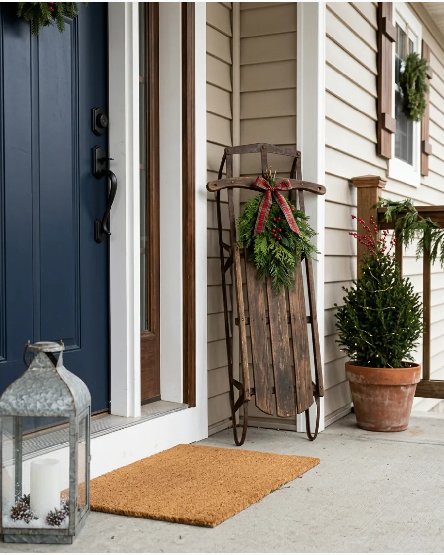 17. Wooden Sled Beside the Front Door