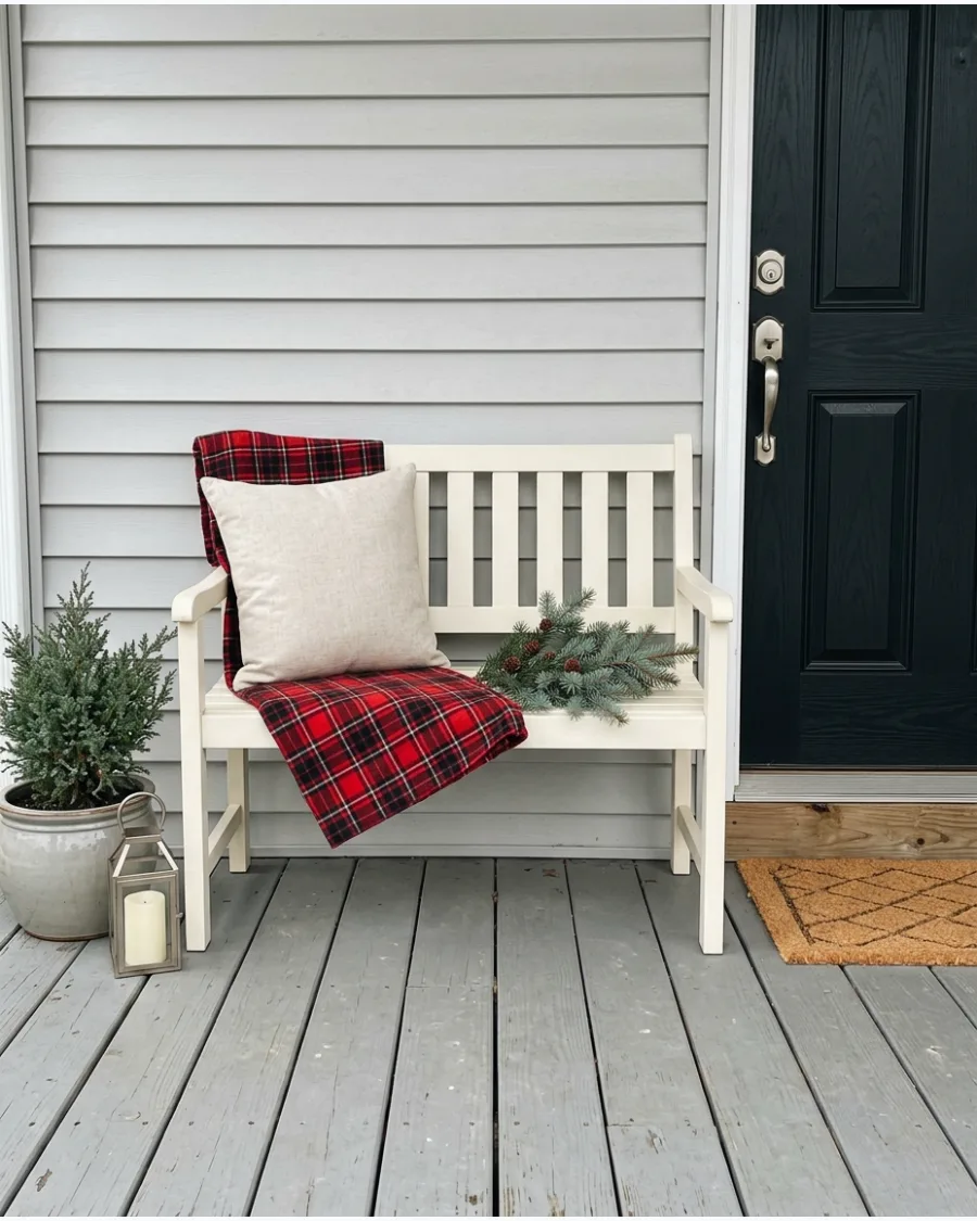 18. Simple Christmas Porch Bench