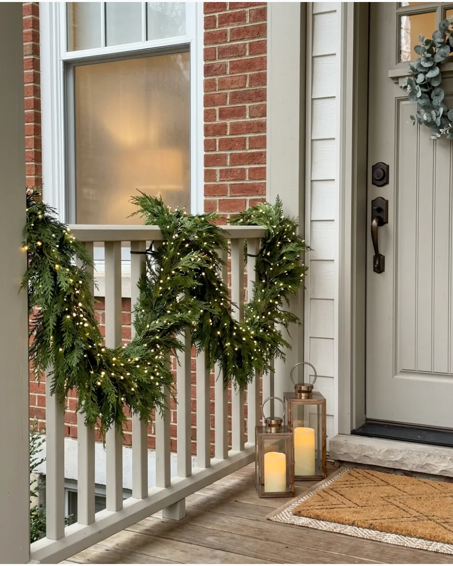 33. Fairy Lights in Porch Greenery