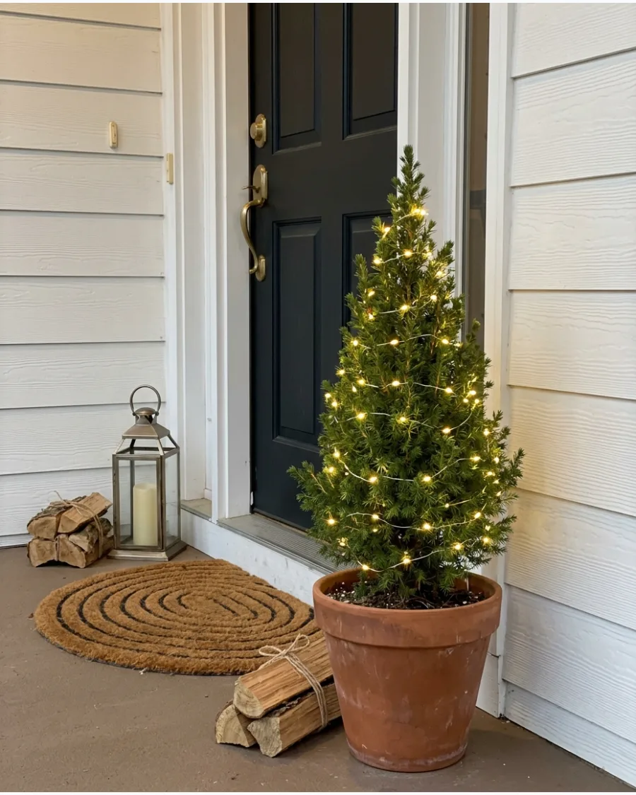 35. One Lighted Outdoor Christmas Tree