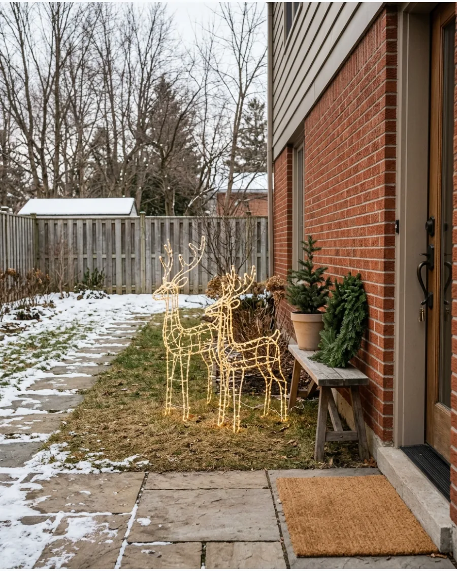 41. Two Light-Up Reindeer in the Yard