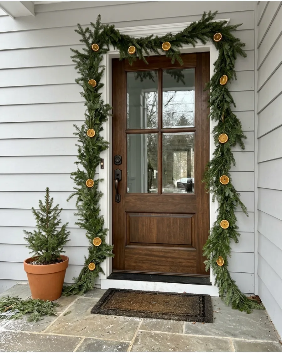 47. Dried Orange and Evergreen Door Garland