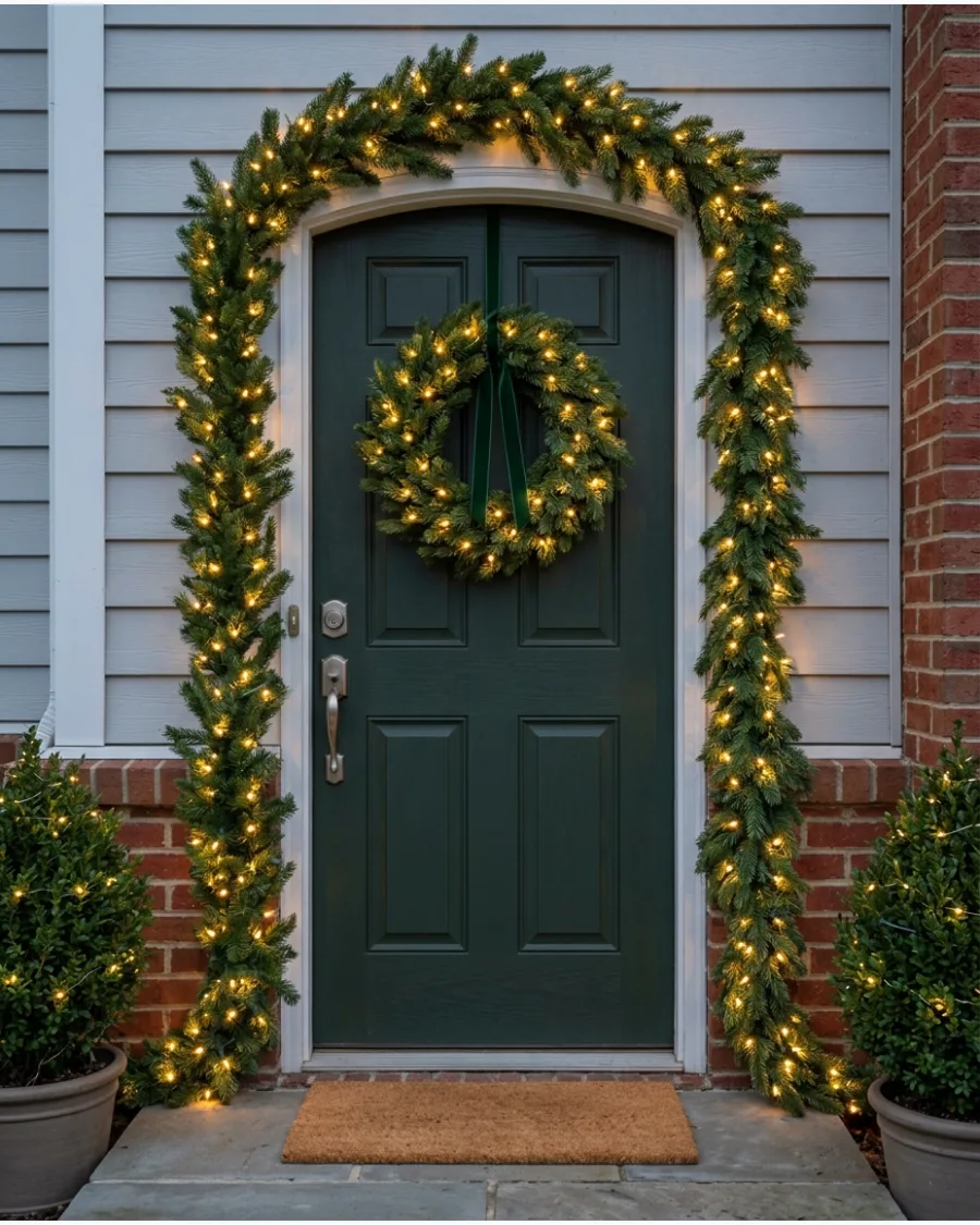50. Wreath, Garland, and Warm Lights Only
