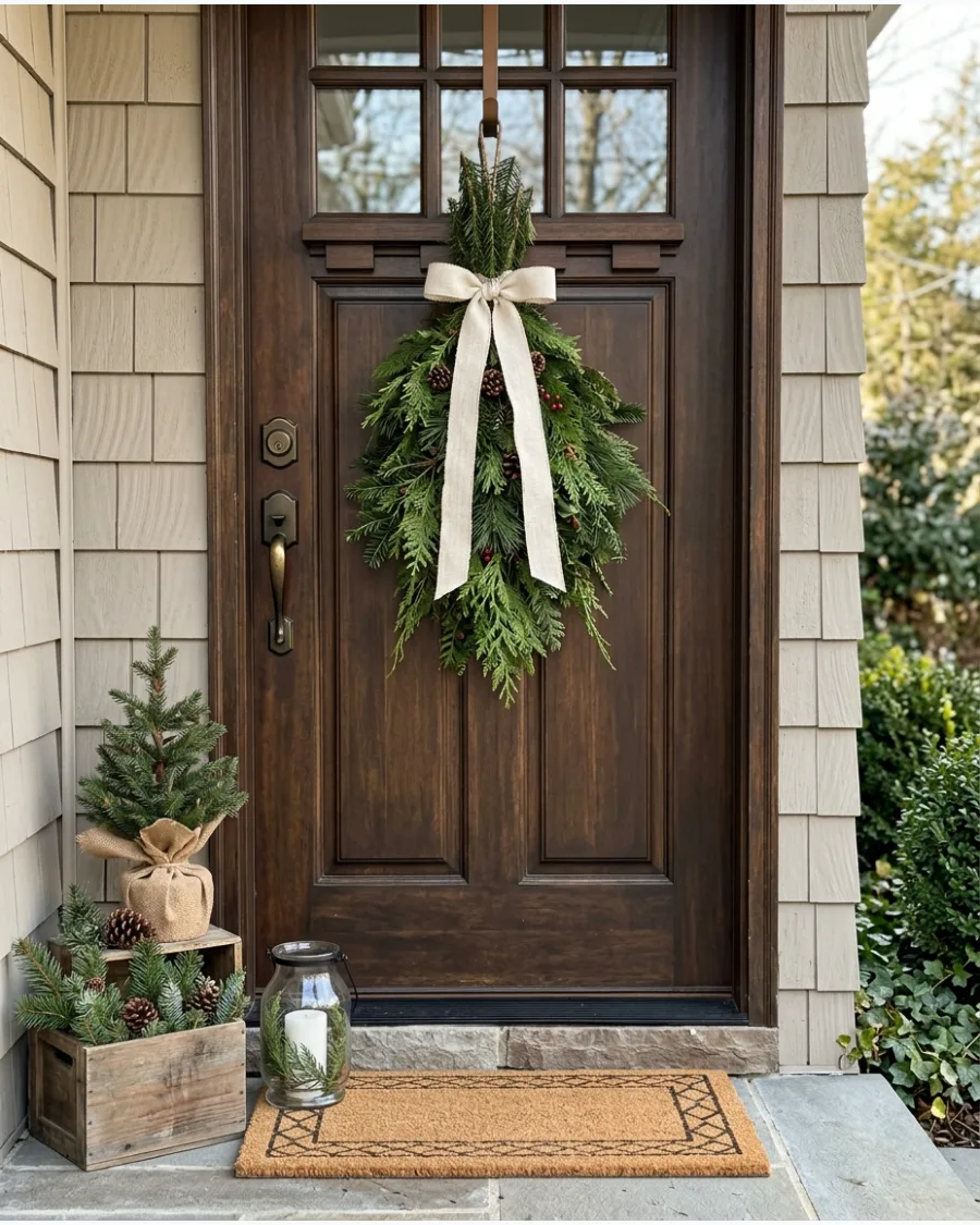 6. Cedar Door Swag Instead of a Wreath
