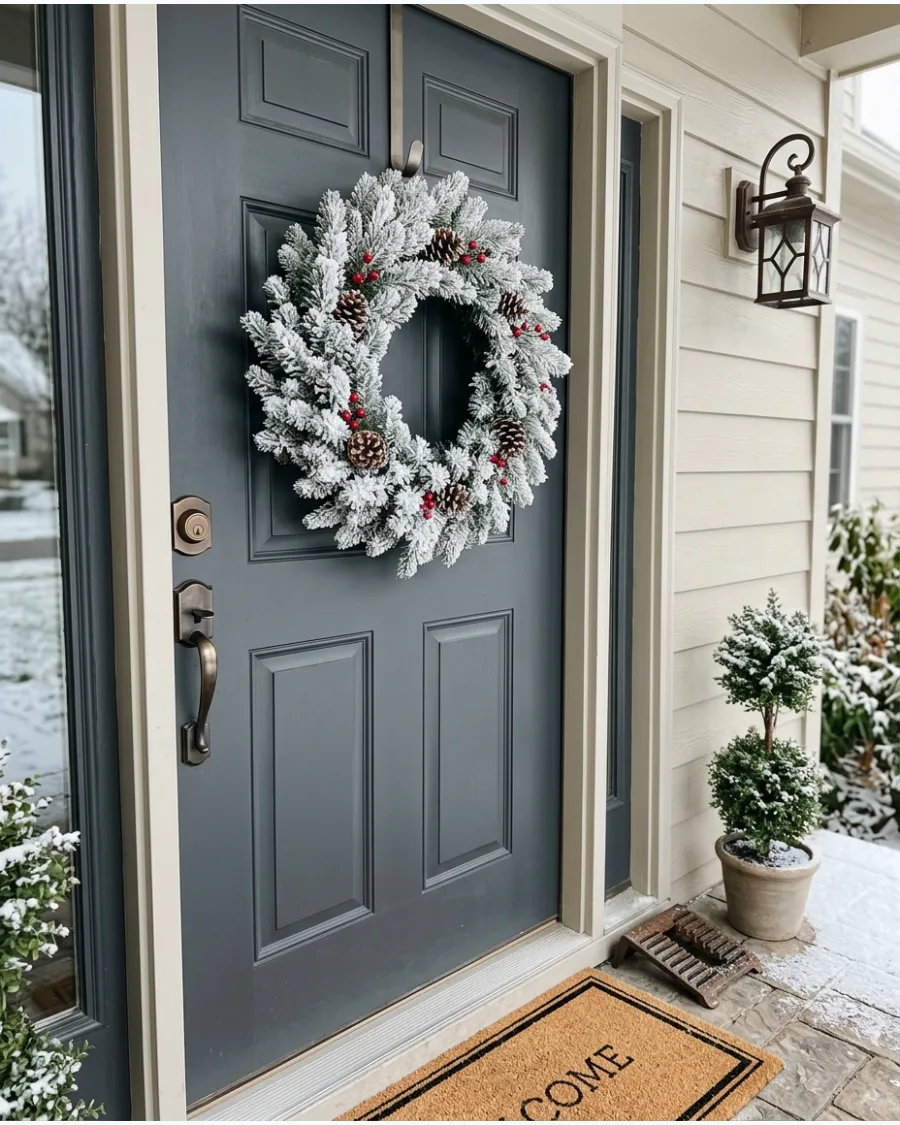 7. Simple Flocked Christmas Wreath