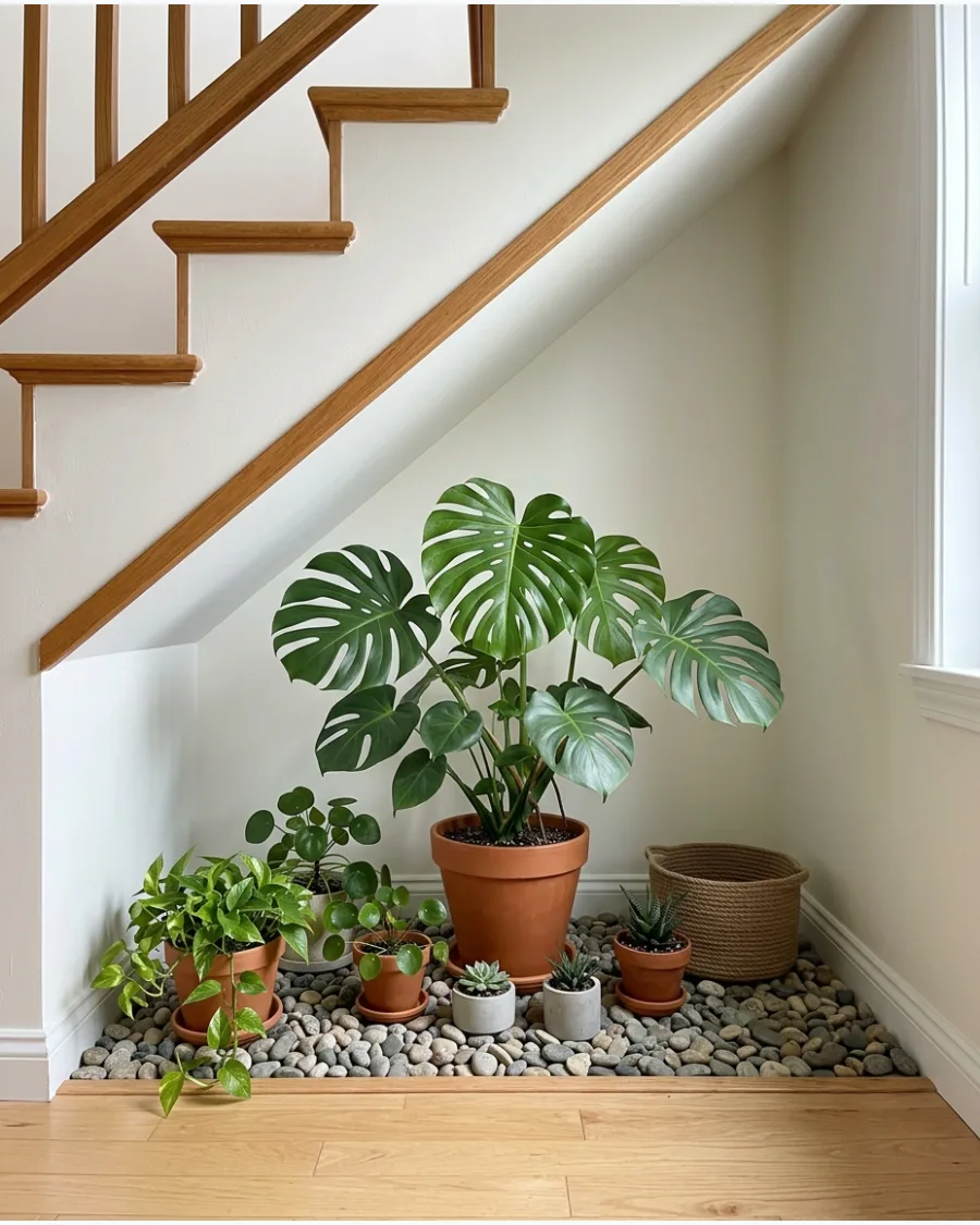 13. Monstera Garden Under Stairs