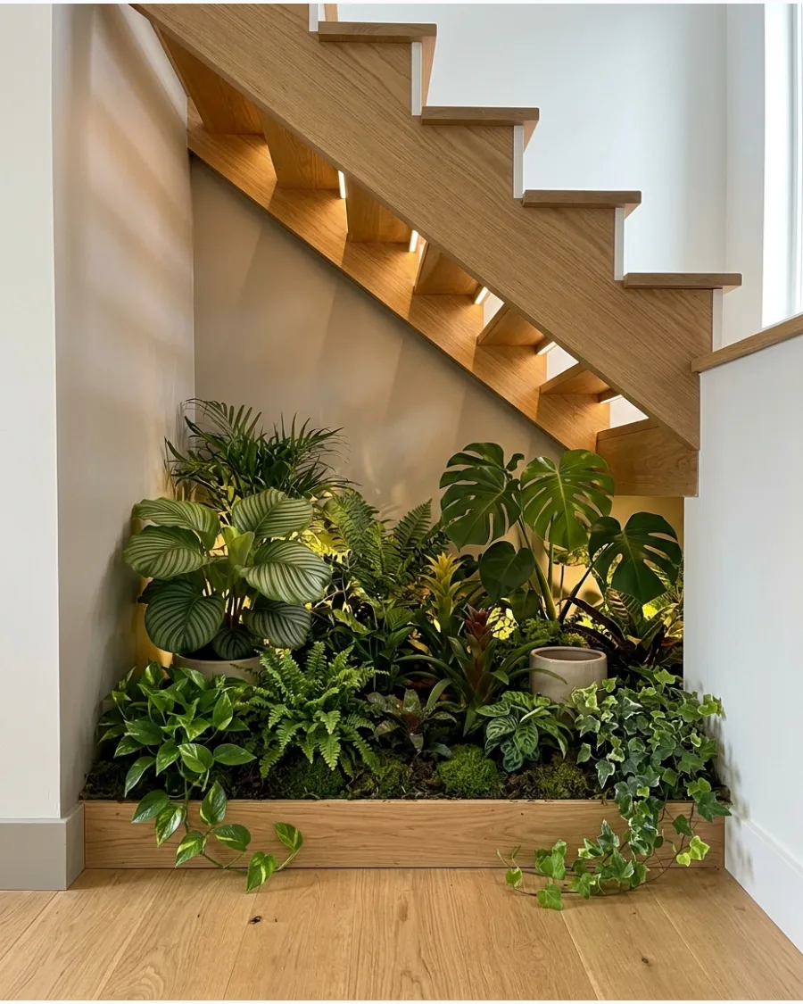 16. Indoor Rainforest Under Stairs