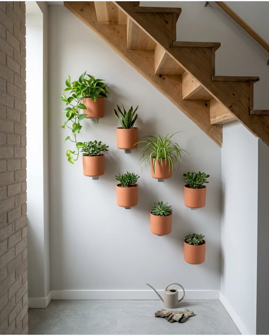 26. Floating Planter Garden Under Stairs