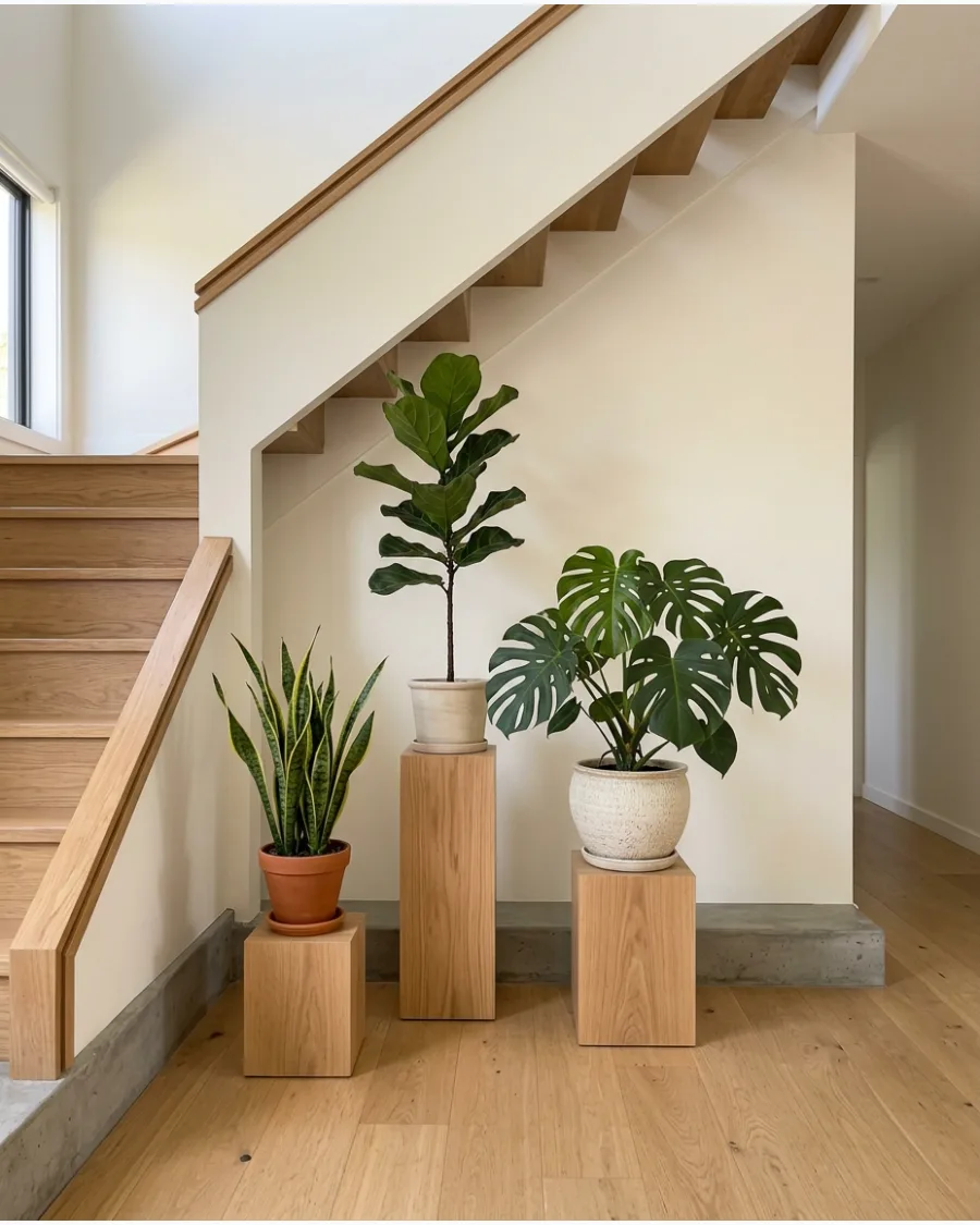 30. Minimal Plant Gallery Under Stairs