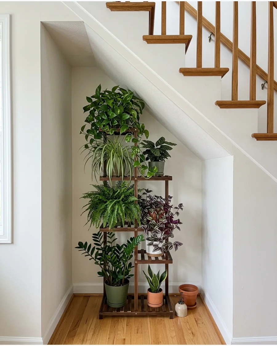 38. Corner Plant Tower Under Stairs