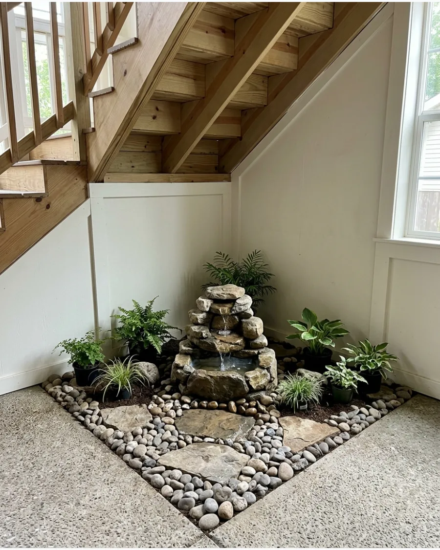 39. Small Fountain Garden Under Stairs