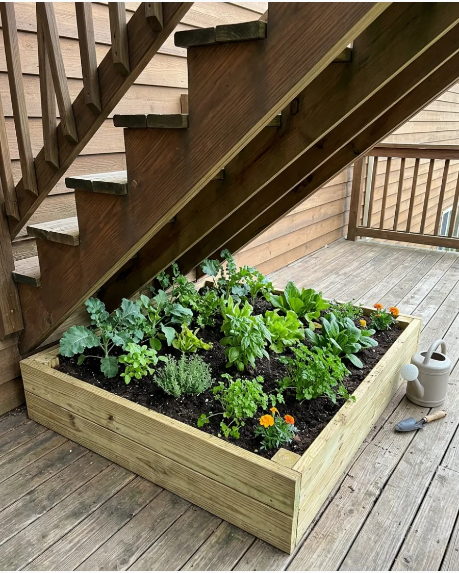 45. Outdoor Raised Garden Bed Under Stairs