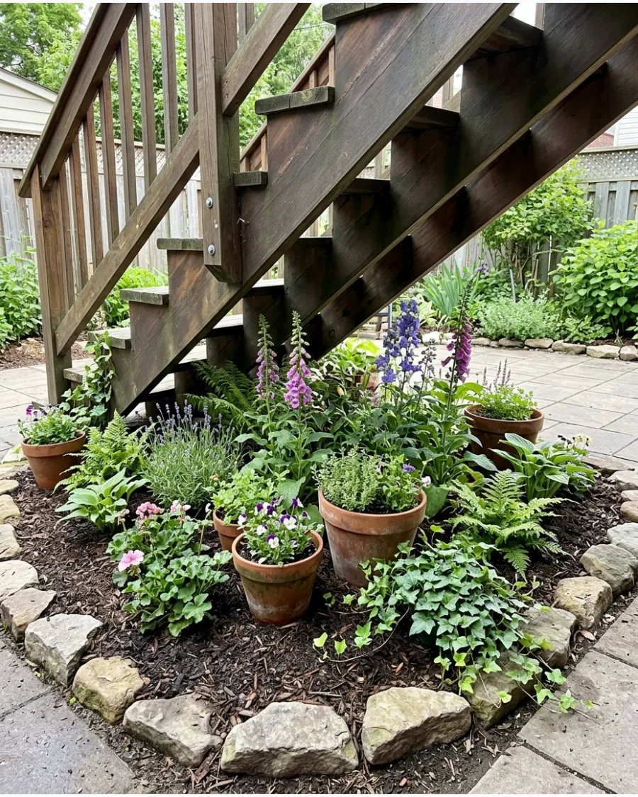 47. Cottage Garden Under Outdoor Stairs
