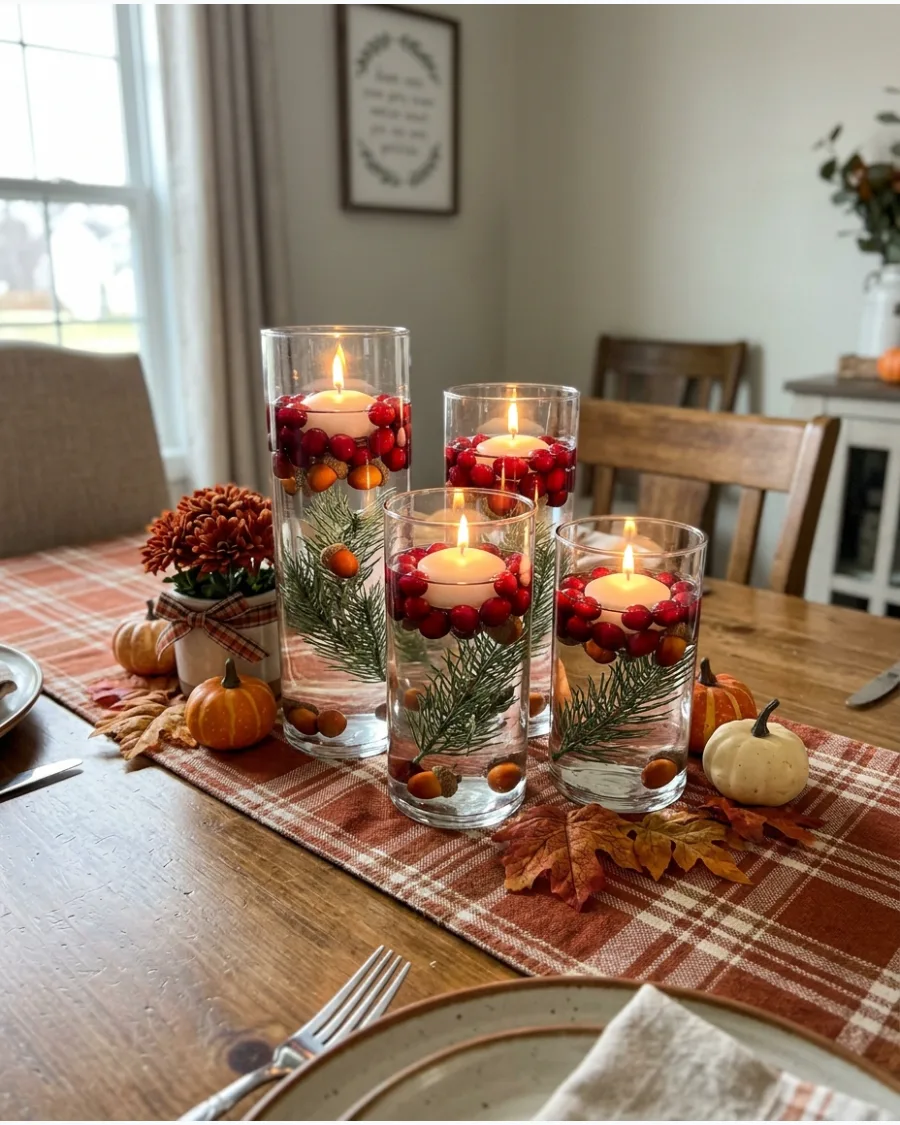 15. DIY Floating Candle Thanksgiving Centerpiece