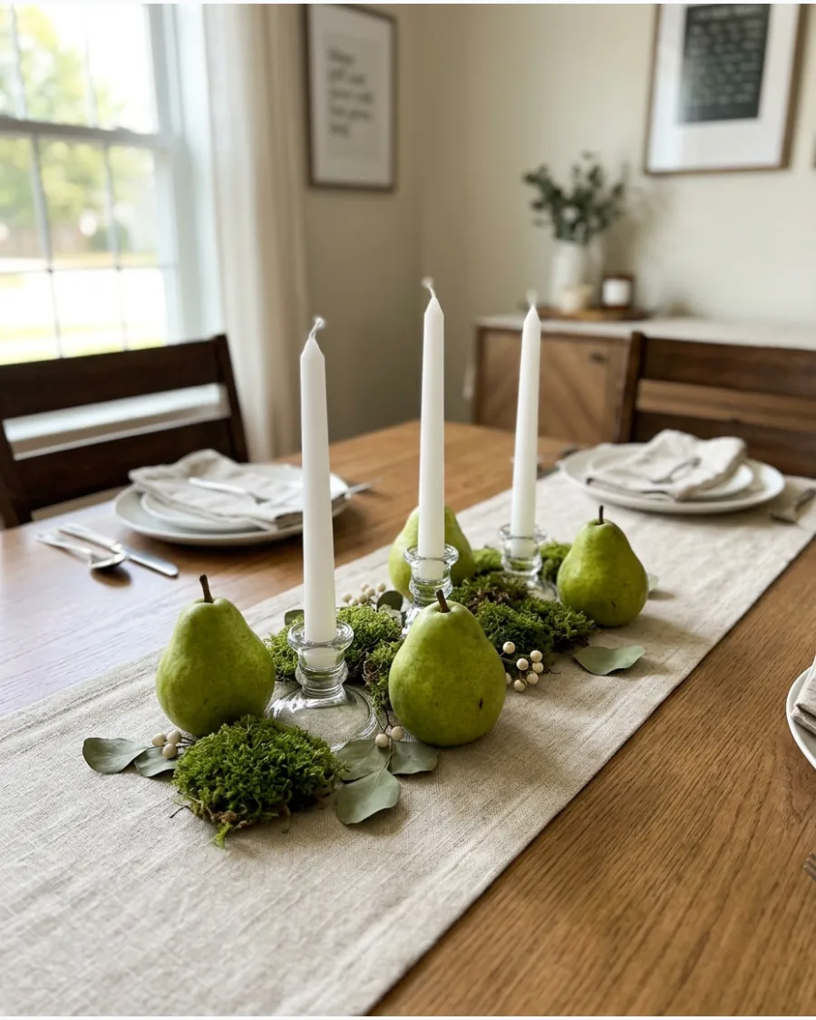 18. DIY Candle and Pear Centerpiece