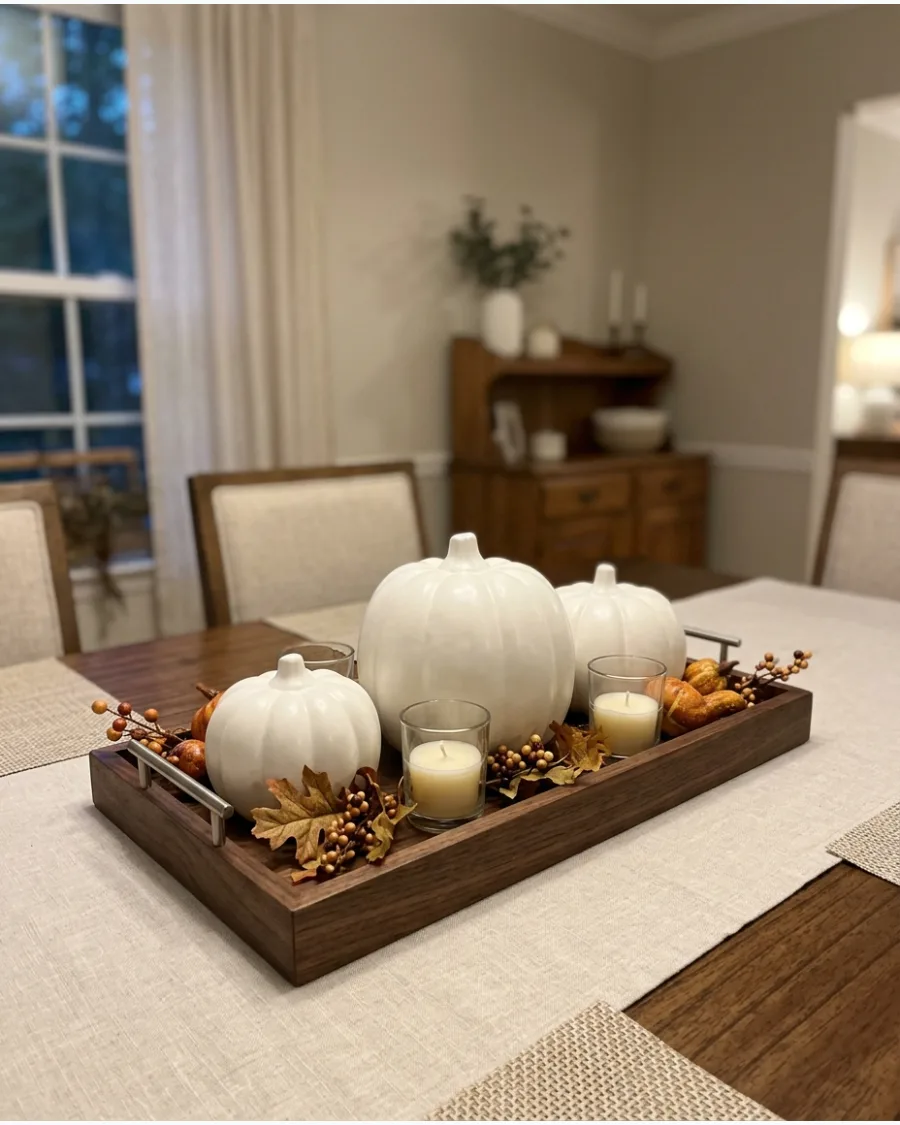2. DIY White Pumpkin Centerpiece
