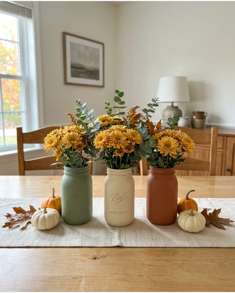 21. DIY Fall Flower Mason Jar Centerpiece