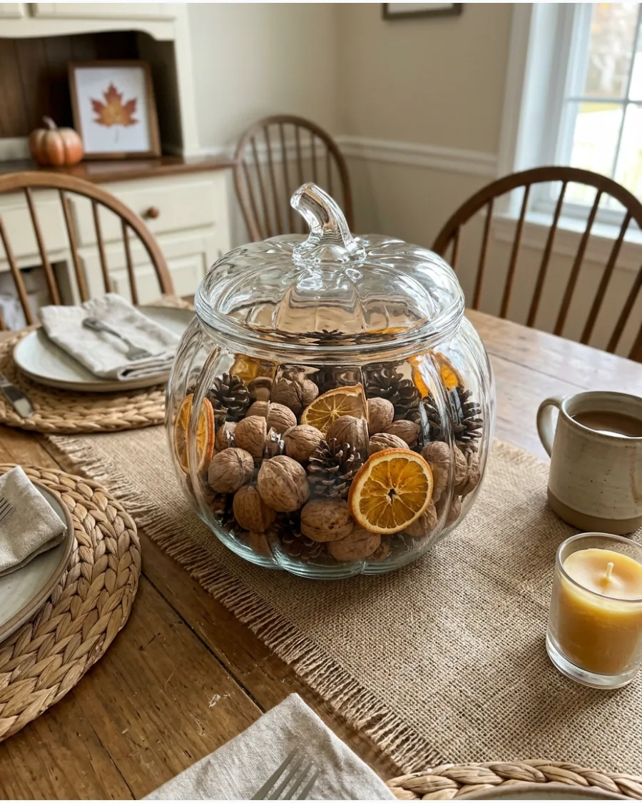 28. DIY Glass Pumpkin Bowl Centerpiece