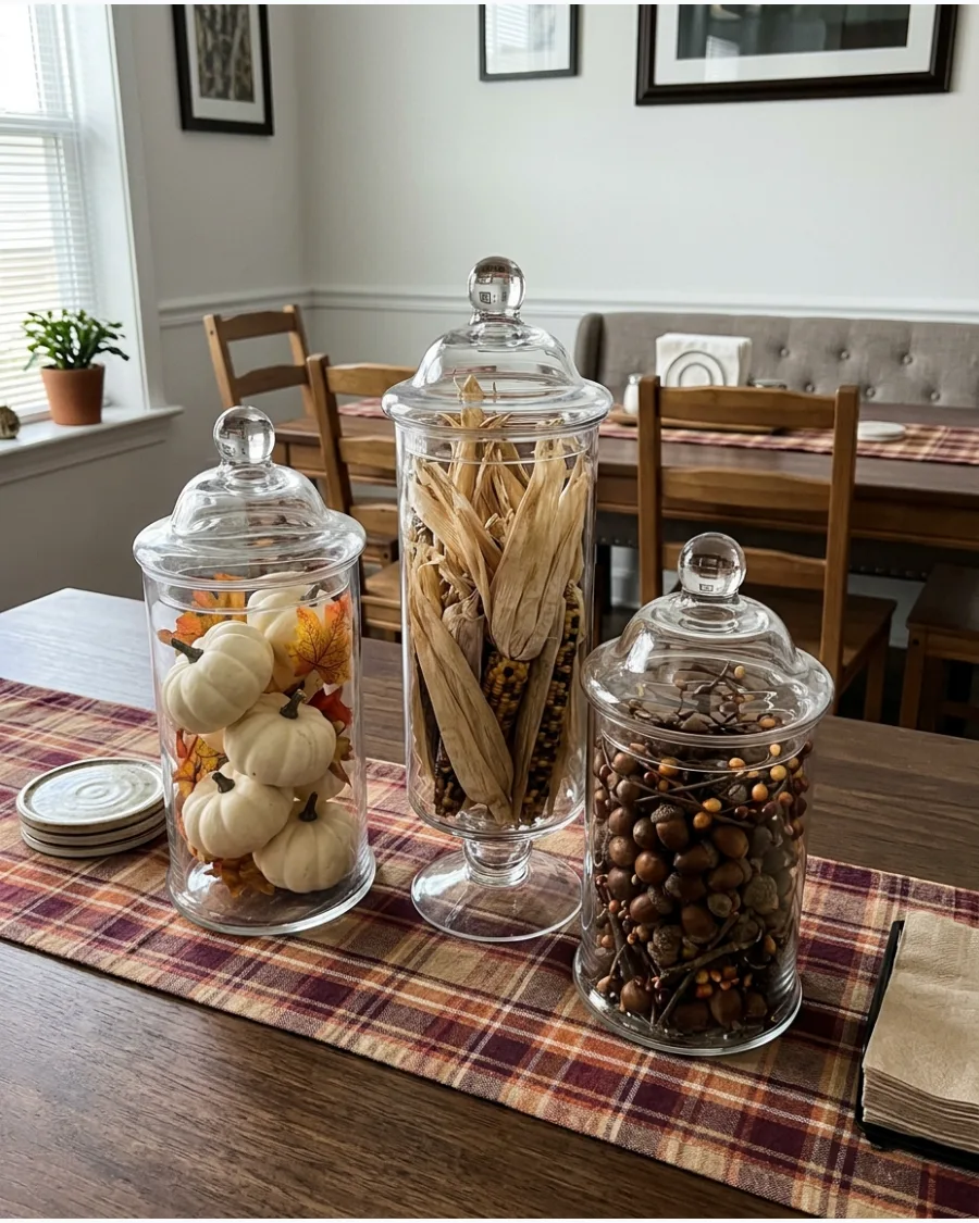 29. DIY Apothecary Jar Harvest Centerpiece