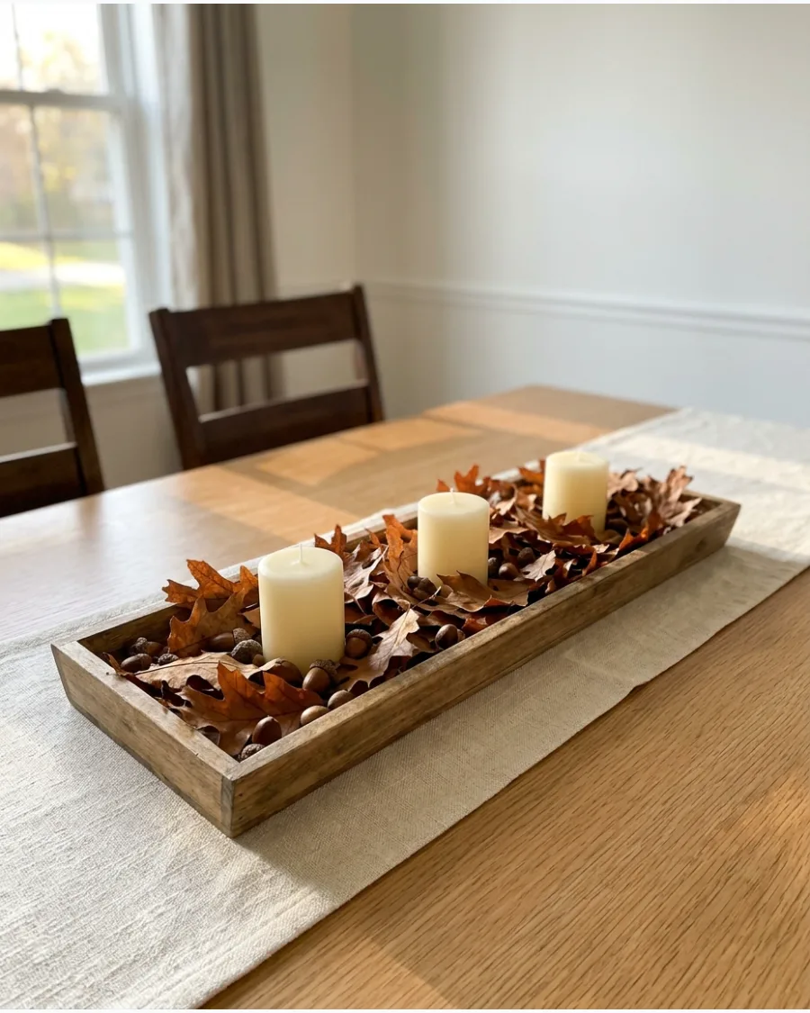 32. DIY Oak Leaf and Acorn Centerpiece