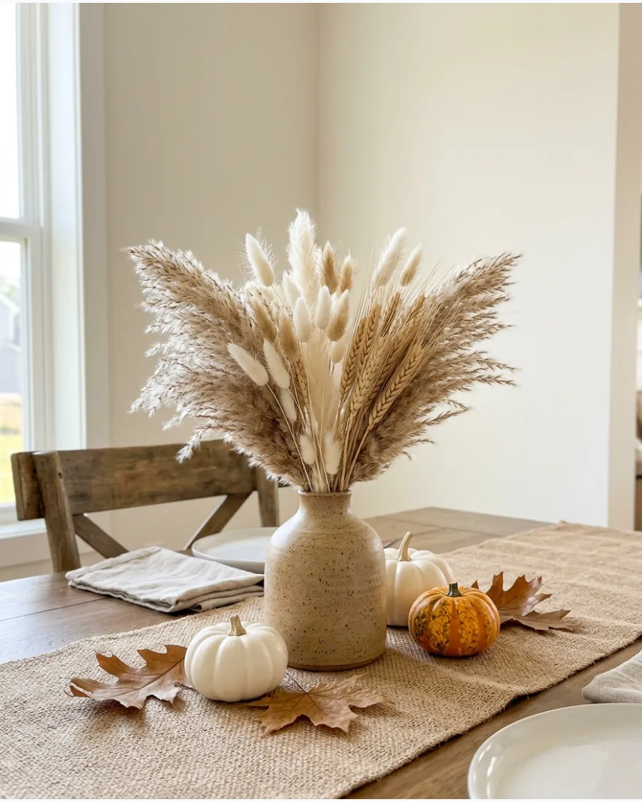 37. DIY Dried Grass Thanksgiving Centerpiece