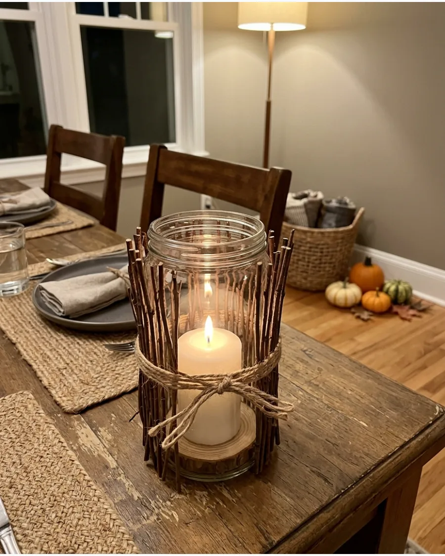 39. DIY Twig and Candle Centerpiece