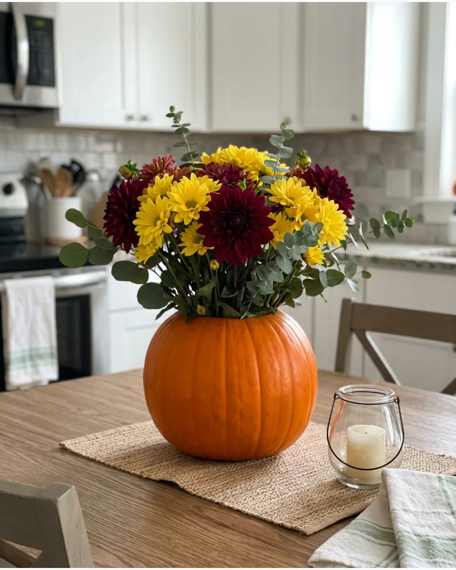 4. DIY Pumpkin Vase Centerpiece