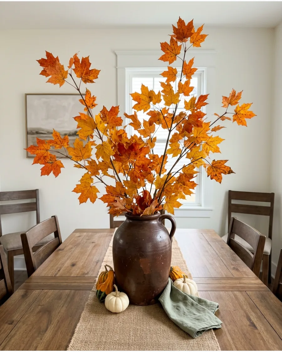 40. DIY Fall Leaf Branch Centerpiece