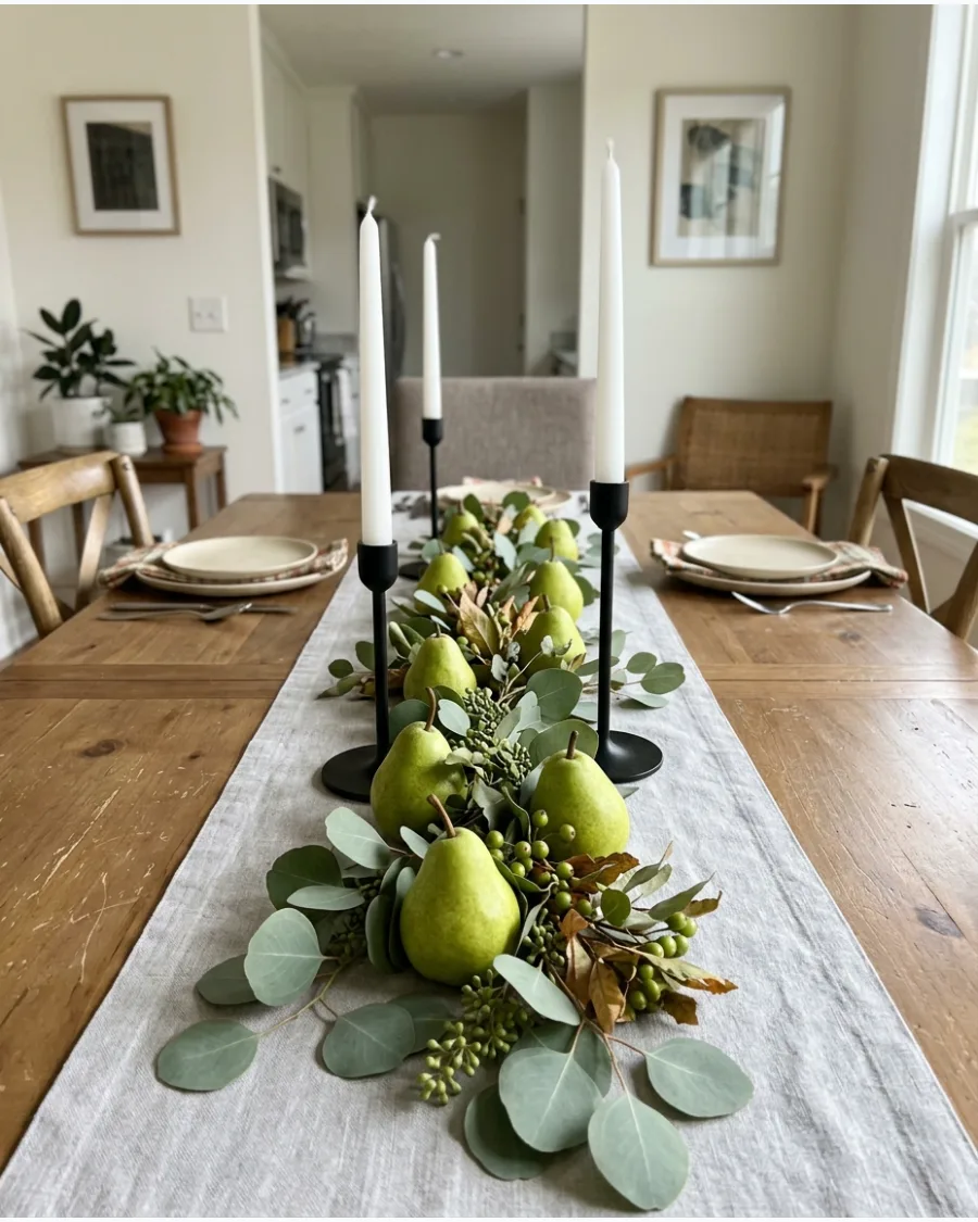 41. DIY Pear and Eucalyptus Centerpiece