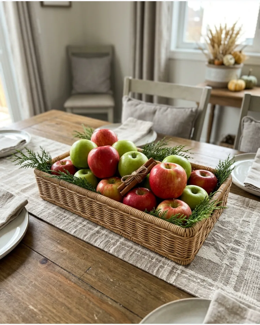42. DIY Apple Basket Centerpiece