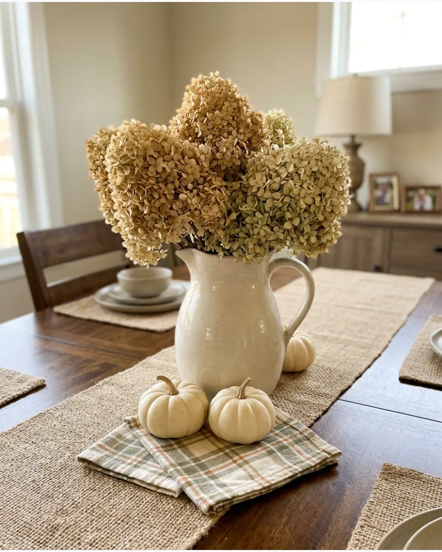 50. DIY Dried Hydrangea Centerpiece
