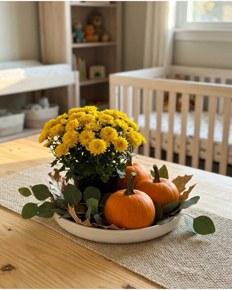 51. DIY Mum and Pumpkin Centerpiece
