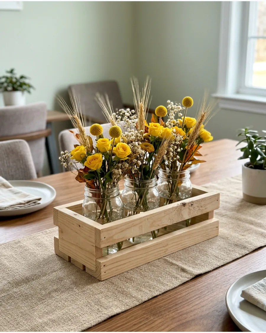 57. DIY Wooden Crate Thanksgiving Centerpiece