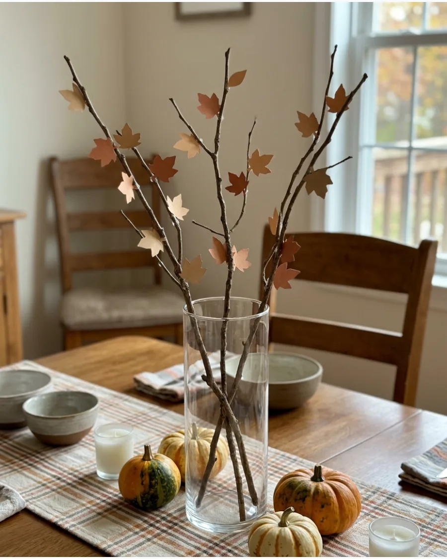 58. DIY Paper Leaf Thanksgiving Centerpiece