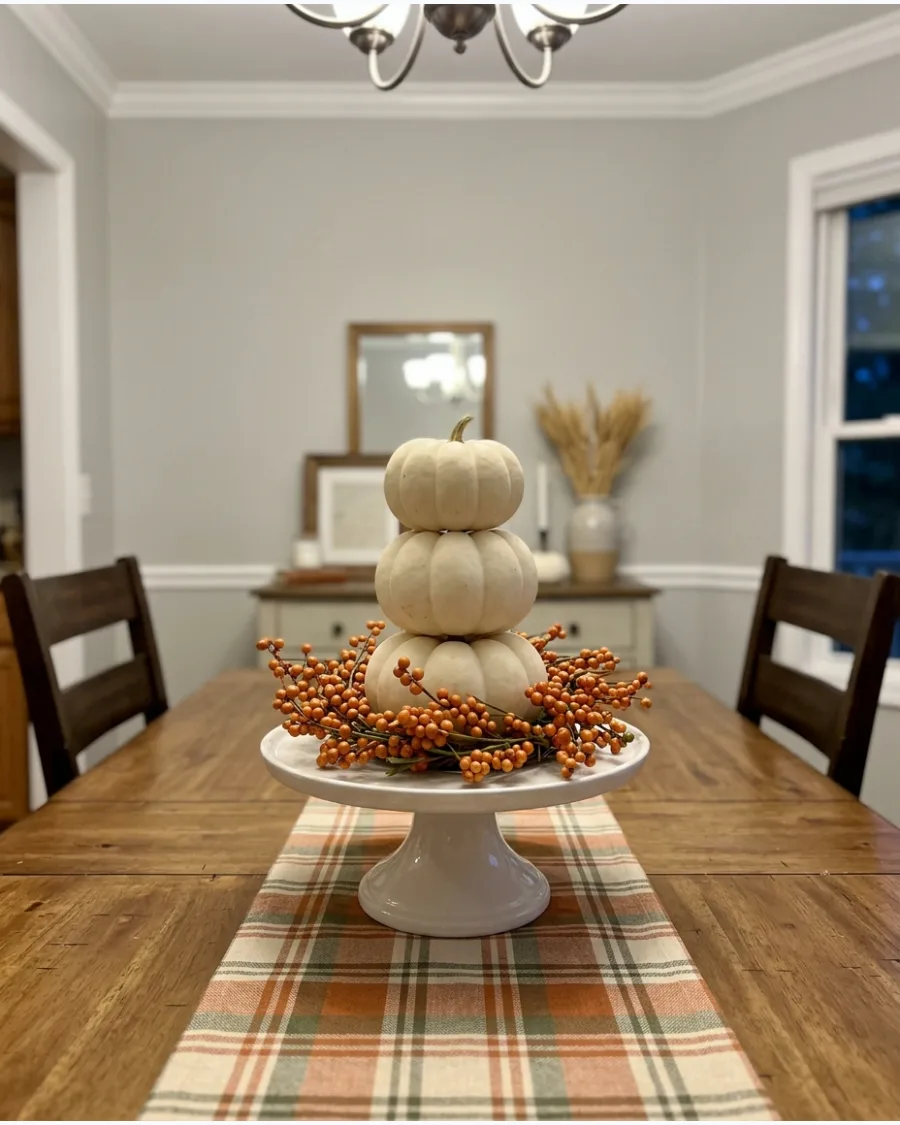 9. DIY Pumpkin Pedestal Centerpiece