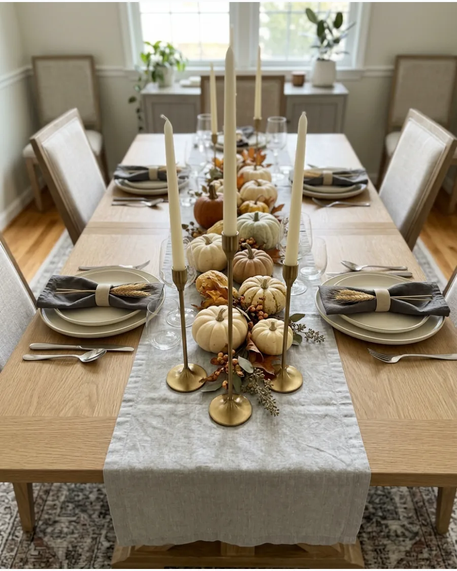 1. Linen Runner With Taper Candles