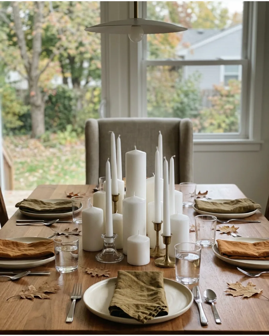 10. Candle-Only Thanksgiving Table
